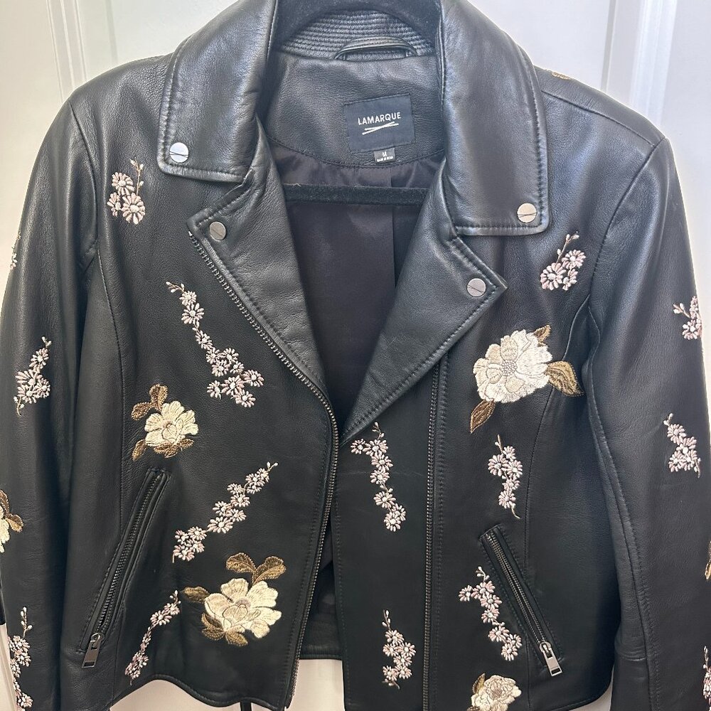 Lamarque Floral Leather Jacket